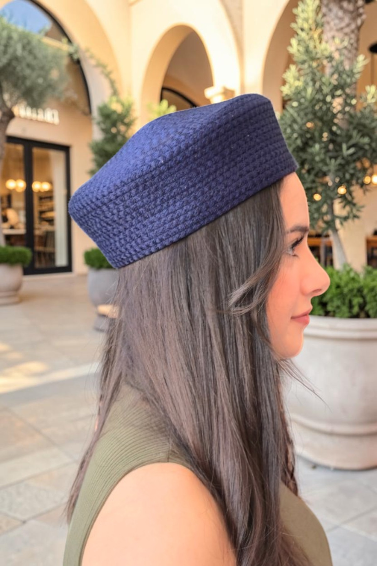 El Yapımı Jüt Hasır Görünümlü Fransız Beresi Kadın Şapka Bere – Dört Mevsim Şık Tasarım Yeni Moda Şapka - Lacivert