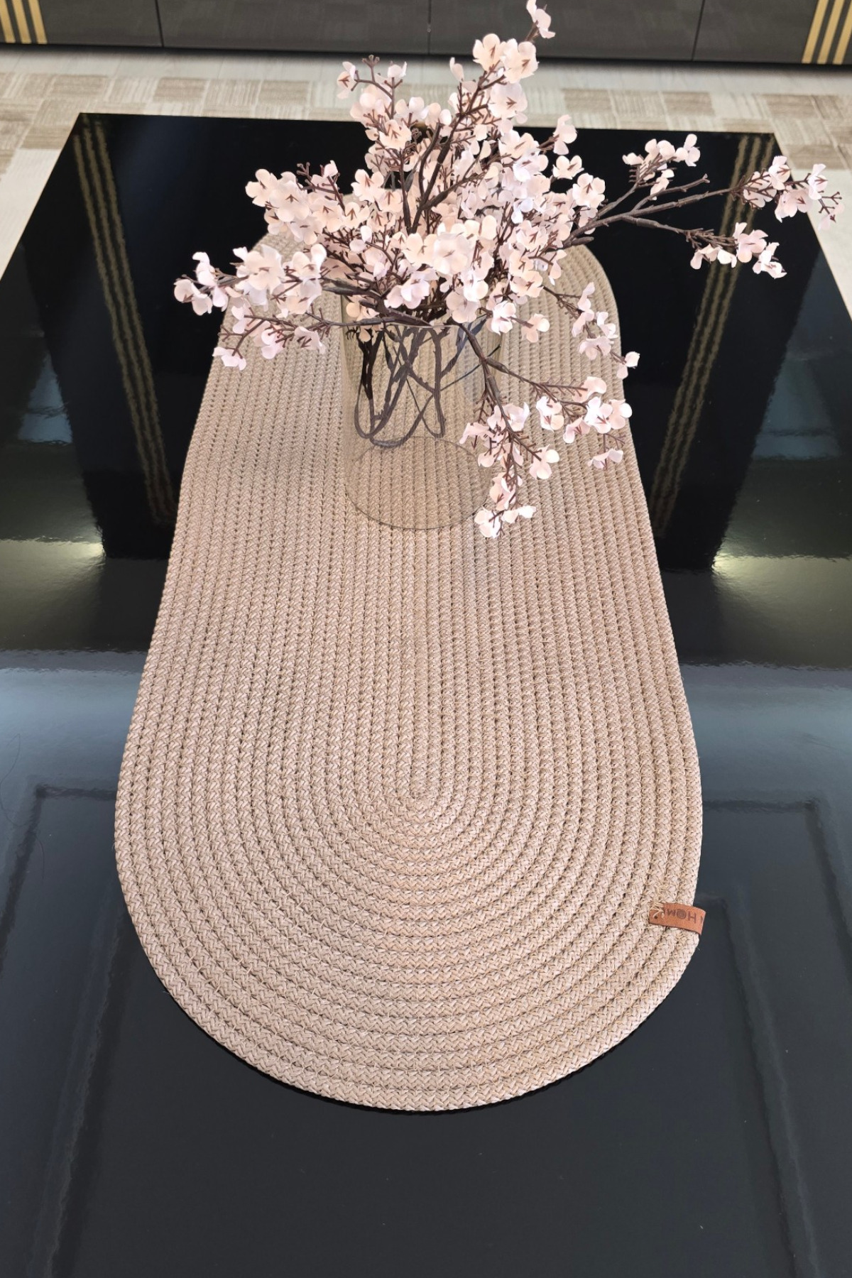 Vizon Renk 35x100 cm Dekoratif Runner Şık Masa Orta Sehpa Üstü Dekoratif Sofra Aksesuarı