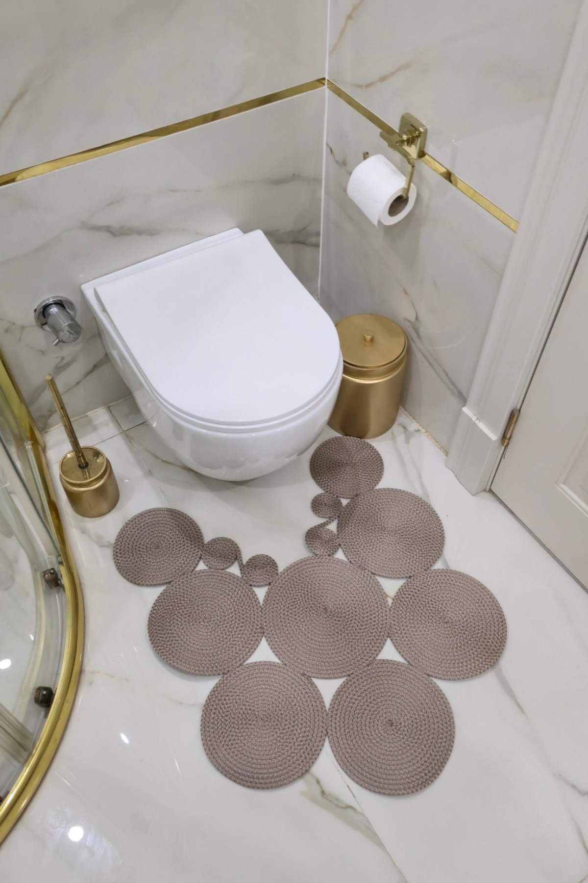 El Yapımı Bohem Jüt, Hasır, Paspas, Banyo Paspası, Klozet Önü Paspası, Klozet Paspas, Çift Taraflı - Vizon