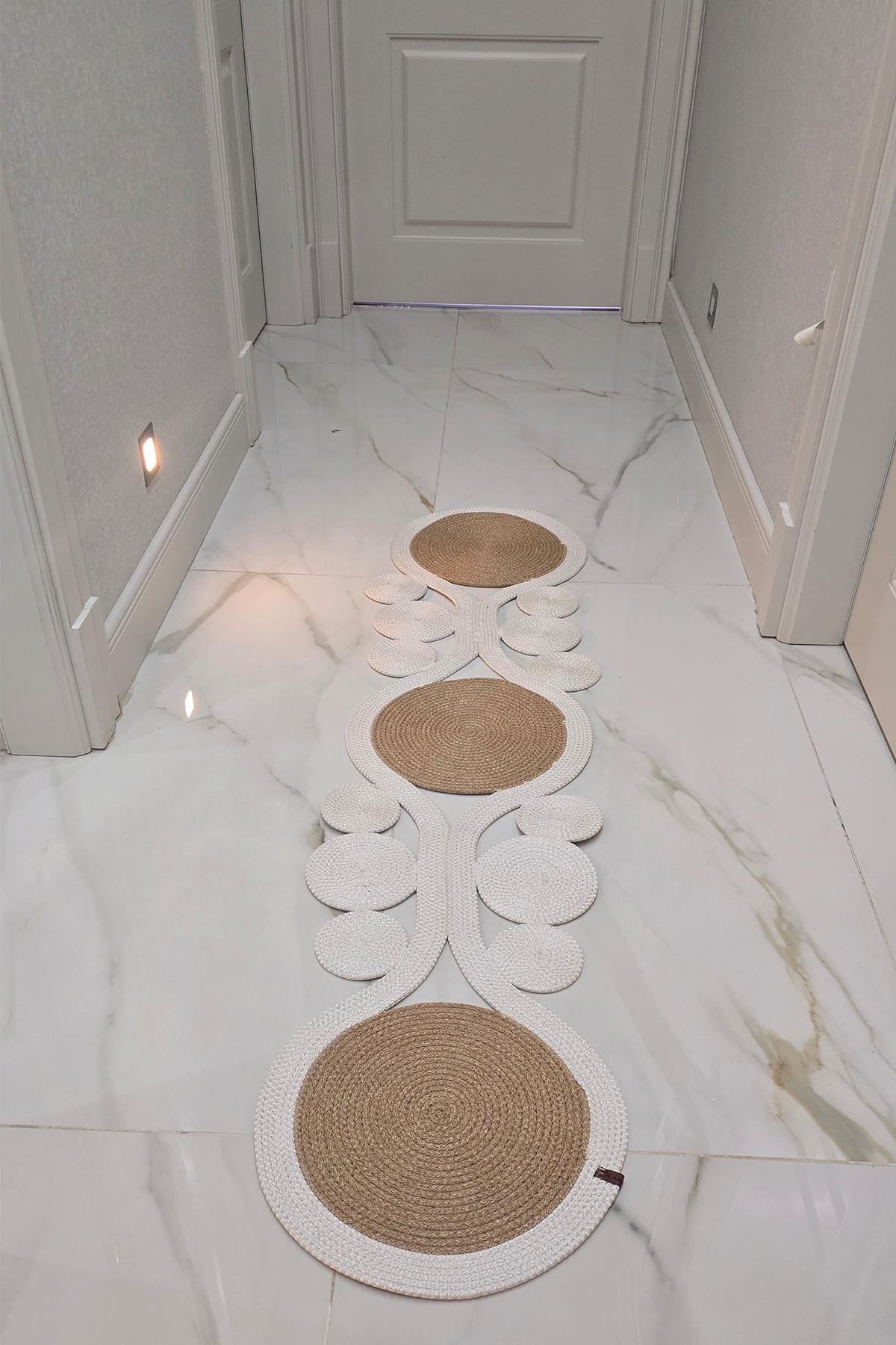 Doğal Görünümlü Bohem Asimetrik Modern Dekoratif Banyo Koridor Yatak Odası Halı Paspas - Bej-Krem