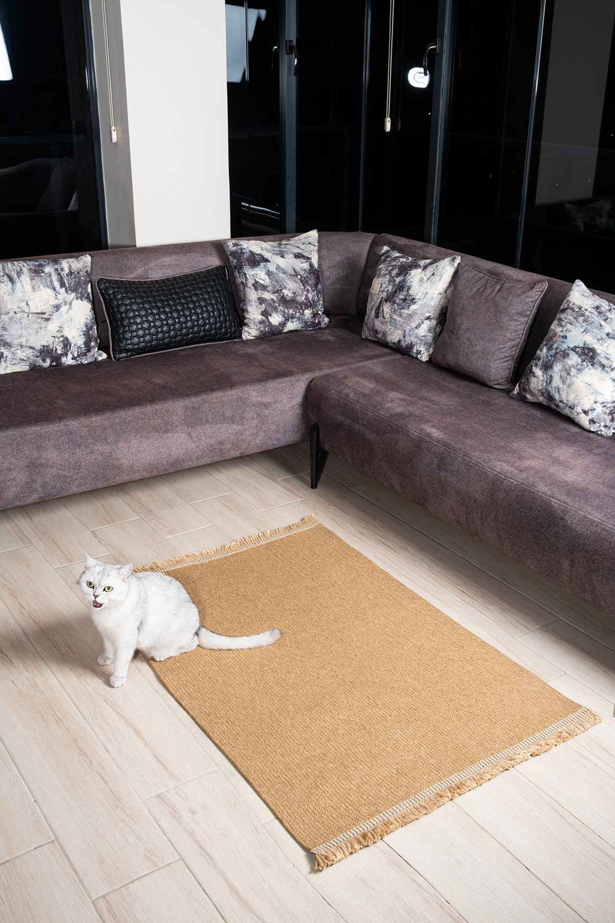 Kaan Home Bej Salon Mutfak Koridor Balkon Bahçe Yolluk El Dokuma Örgü Taban Bohem Halı