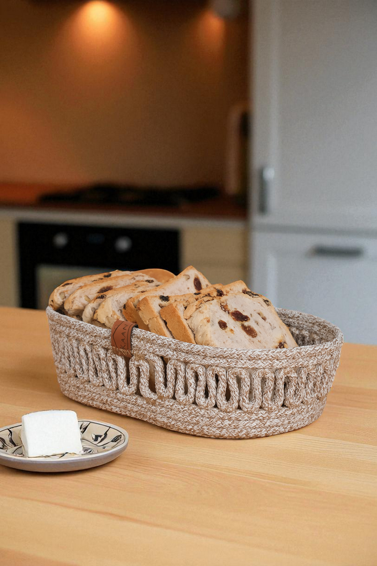 Kaan Home El Dokuma Oval Jüt Ekmek Sepeti - Bej