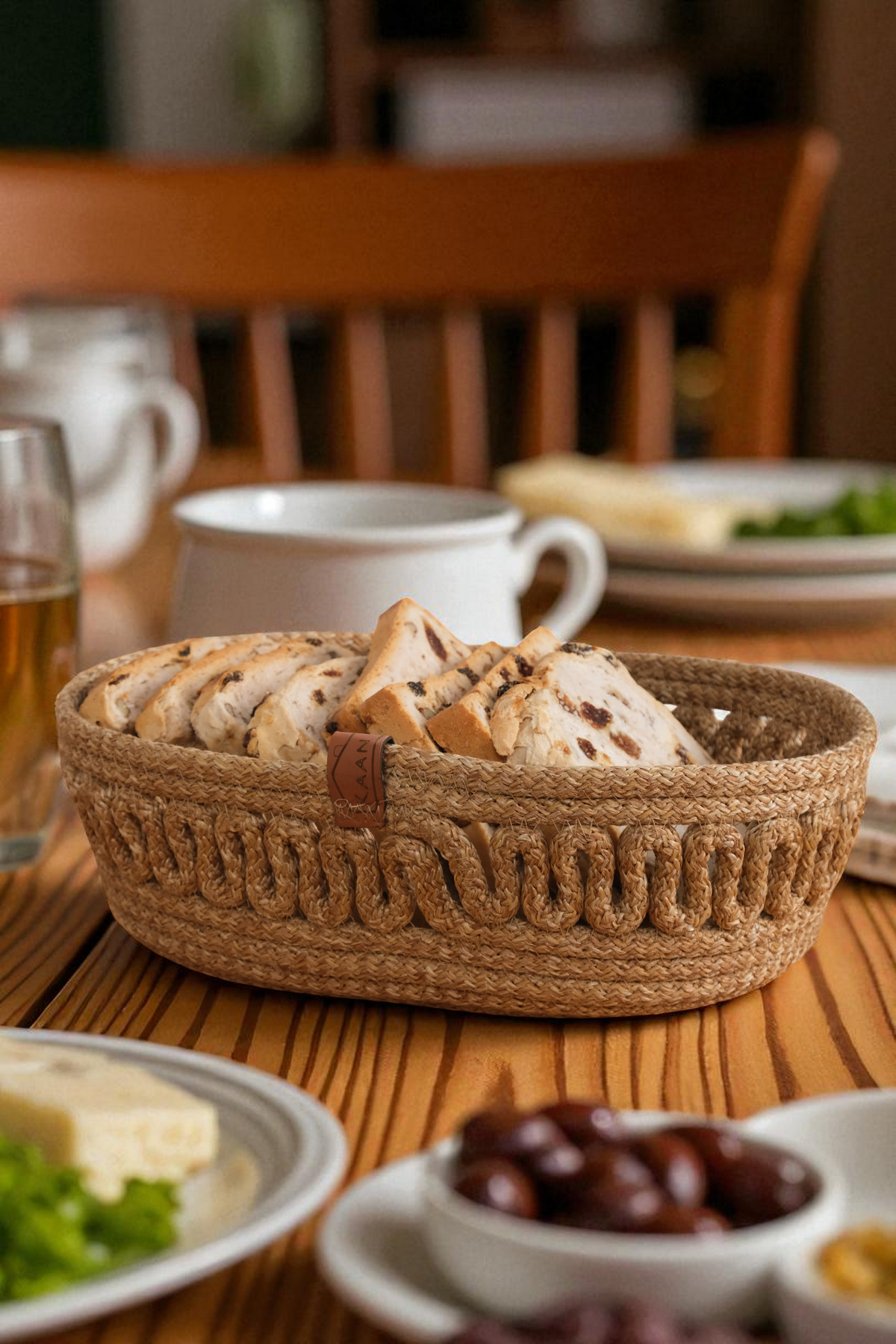 Kaan Home El Dokuma Oval Jüt Ekmek Sepeti - Bej
